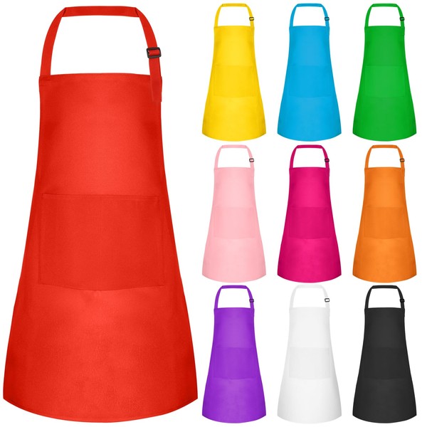 BOUBONI Pack of 5/10/20 Children's Apron Adjustable with 2 Pockets