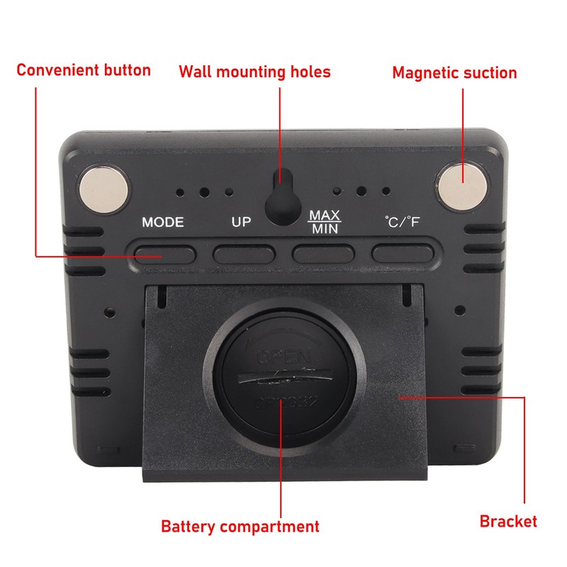 Large Font Display Digital Alarm Clock, Back Magnetic Suction Design,