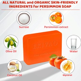 EKIVAO 3Pack Natural Persimmon Soap Bar for Body Odor Control, Organic Deodorant Body Persimmon Bar Soap for Old People Smell, Remove Odor Bath Soap for Women & Men