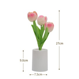 Fangool LED Tulip Flowers Night Light for Home Living Room Decor Artificial Flower with Vase Table Centerpieces for Birthday Holiday Party Wedding Room Decoration