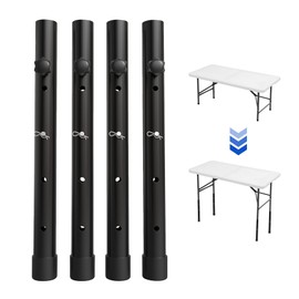 ZhouDaShu Table Leg Extenders for Folding Tables,Table Leg Extensions for Bent/Straight Legs, Adjustable Folding Table Leg Risers, 4 Pack Table Height Extenders for Rise 3.6"/6.77"/9.9"/13" (17.3 in)