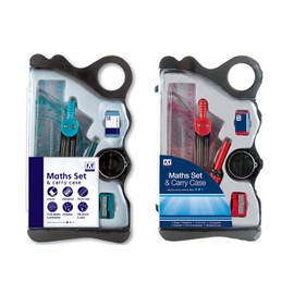 MATHS SET & CARRY CASE BACK TO SCHOOL - 1 PACK Assortment Colours