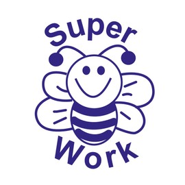 SuperStickers Stamper Solutions Super Work Bee Pre Inked Stamper, Blue, 28mm