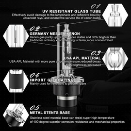WinPower D2R Xenon HID Headlight Bulb, 6000K Cool White 35W Metal Stents Base High Low Beam Replacement Lights, Pack of 2