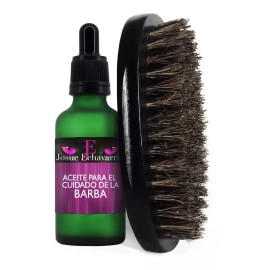Josue Echavarria Kit Aceite Acondicionador Barba Y Bigote Y Cepillo Militar Negro Tallado A Mano Josue Echavarria