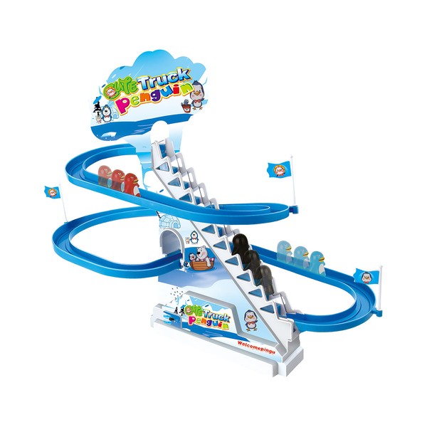 ARSUK Penguin Race Game Toy Playful Musical Roller Coaster Track