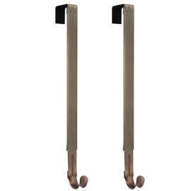 Haute Decor Adapt Adjustable Length Wreath Hanger - 2 Pack - Holds up to 20 lbs (Antique Brass) - Over The Door Holder Hook for Indoors or Outdoors