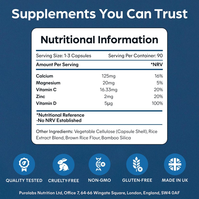 Purolabs Calcium Complex - High Strength Bone Support with Vitamin