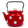 Enameled Tea Kettle Red White Polka-dot Enamelware Kettle 3.7-qt. (3.5