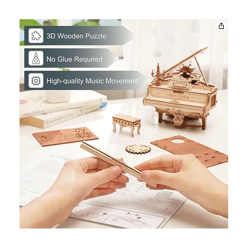 ROKR Magic Piano Music Box 3D Wooden Puzzle Mechanical Model
