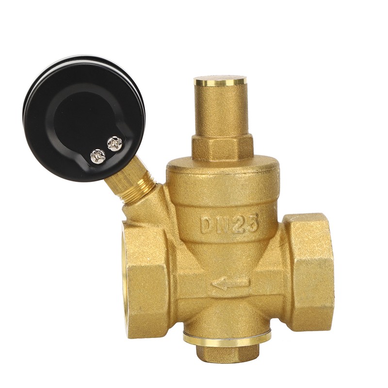 DN25 Brass Adjustable Water Pressure Reducing Regulator Reducer Gauge Meter