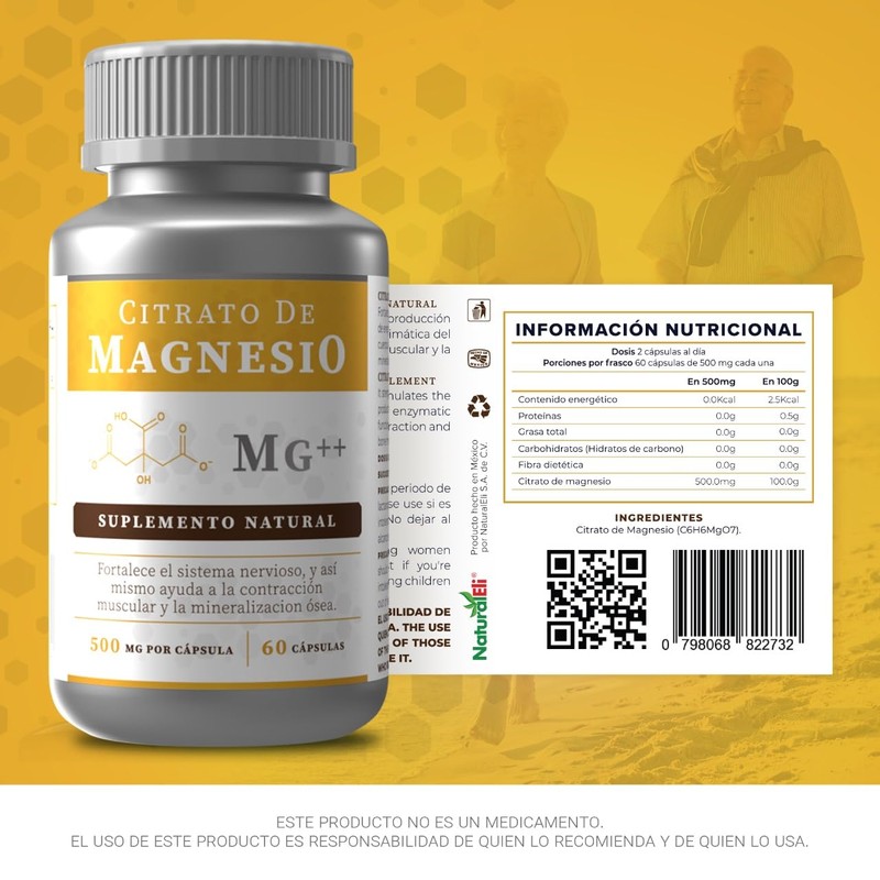 Citrato de Magnesio 500 mg - 60 Cápsulas | Alta