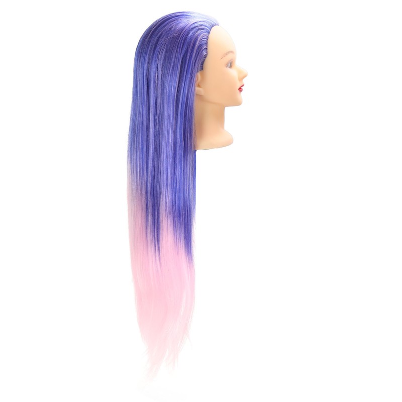 Mannequin Head Blue Pink Gradient Color High Temperature Synthetic Hair