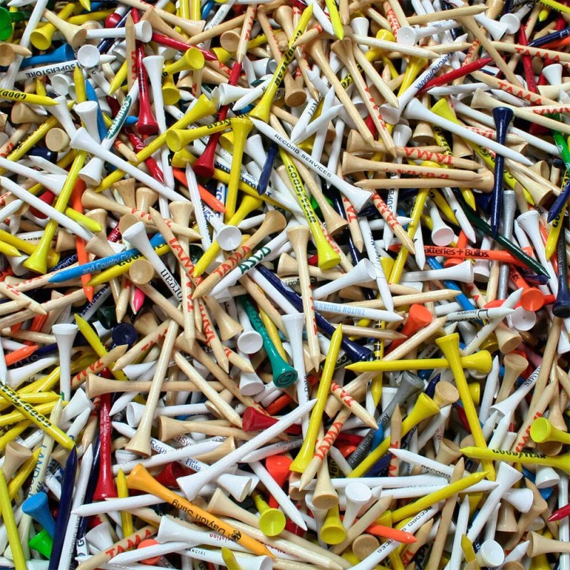 1000 Overrun and Misprinted 3 1/8" Long Wood Golf Tees,
