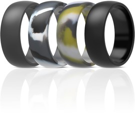 ThunderFit - Anillos de boda de silicona para hombre, alianzas, borde escalonado transpirable, mezcla, 12.5 - 13 (22.2mm)