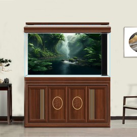 Aquarium Background Jungle Green Plants River Terrarium Background Foggy Jungle with Green Plants Reptile Habitat Background Jungle Style Fish Tank Wallpaper Background Decor Vinyl 24x16in