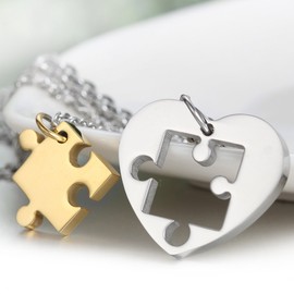 OIDEA Couple Puzzle Necklace Relationship Unique Jewelry Gifts for Girlfriend Boyfriend Wife Husband