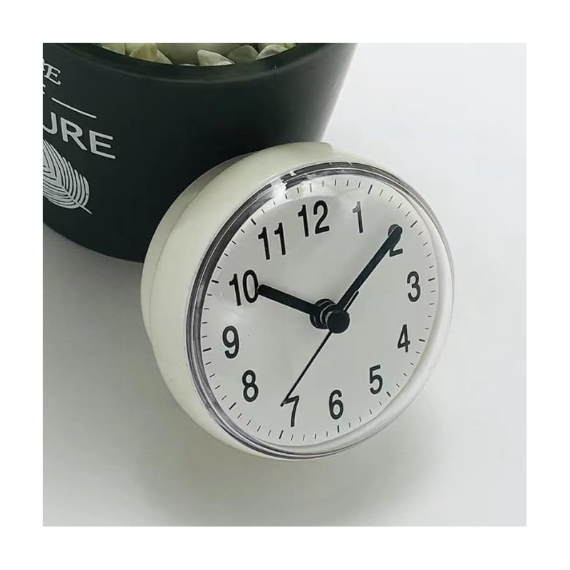 JiangMuXin Bathroom Clock, Bath Clock with Suction Clock, Wall Clock,