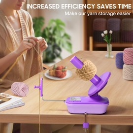Electric Yarn Winder for Crocheting High Speed, Upgrade Three Gears Adjustable 4-10oz Large Capacity Automatic Yarn Ball Winder, Yarn Spinner, The Helper for Knitting Enthusiast,Purple