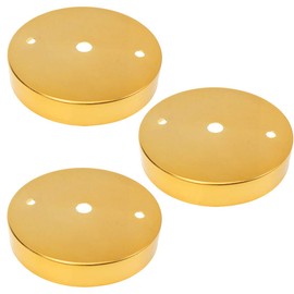 Quluxe 4 Inch Light Canopy Kit, Vintage Chandelier Ceiling Plate with Hook, Retro Pendant Light Canopy Kit with All Mounting Hardware for Pendant Light or Chandelier- Gold (Pack of 3)