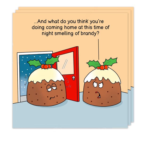 Twizler Lustige Weihnachtskarten, 3 Stück – Weihnachtspuddings Design – 3