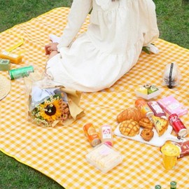 Waterproof Portable Large Picnic & Camping Mat Color Block Yellow L 10ea