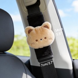 Zigihos 2 PCS Short Plush Seat Belt Cover Pad, Cute Kawaii Animal Panda Bear Bunny Soft Seatbelt Covers for Kids Women, Seatbelt Cushion, Car Seat Strap Pads (Bear)