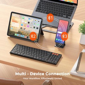 MEETION Bluetooth Foldable Keyboard with Touchpad and Number Pad, Black