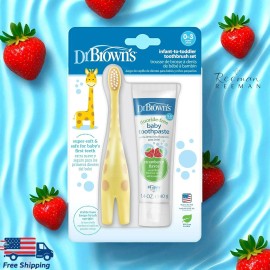 Dr. Brown's Infant Toddler Toothbrush Baby Toothpaste Strawberry flavor 0-3 yrs