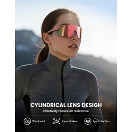 Lamicall Polarized Sports Sunglasses for Men Women, 24g Ultralight [Adjustable Nose Pad] UV400 Protection Sun Glasses for Cycling Running Baseball Fishing Golf Beach Volleyball, Deep Pink