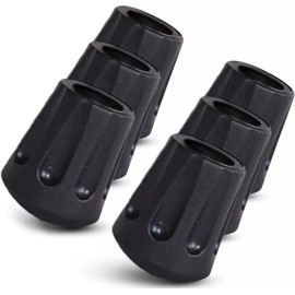 TrailBuddy Walking Stick Tips - Pack of 6 Replacement Rubber Cane Tips Fit Most