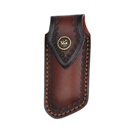 MUZZIOU Shop Knife Sheaths, 5.1" Pocket Knife Sheath for Belt, Leather Knife Sheath for Belt, Pocket Knife Holder, Leather Sheath Folding Knife (Small)