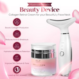 KLY Beauty 7-in-1 Beauty Facial Massager for Face and Neck – Thermal & Vibrating Facial Tool for Wrinkle Reduction, Skin Firming, Skin Lifting and Skin toning| With Retinol Collagen Creme