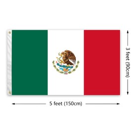 Mexico Flag 3x5 Ft with Brass Grommets and Double Stitched Flag Vibrant Colors for Indoor Outdoor Party Decorations Bar Garden Street Decoration