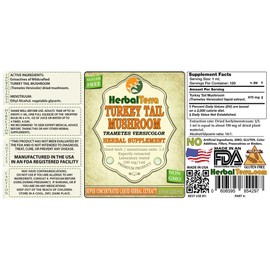 Turkey Tail Mushroom (Trametes Versicolor) Tincture, Dried Mushroom Liquid Extract (Brand Name: HerbalTerra, Proudly Made in USA) 2x2 fl.oz (2x60 ml)