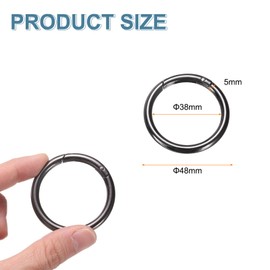 sourcing map 10pcs Spring O Ring Clip, Metal Spring Clasp Key Ring, 48mm / 1 7/8-inch Round Keychain Snap Buckle Accessories for Purse Shoulder Bag Lanyard Leather DIY Crafts, Gunmetal