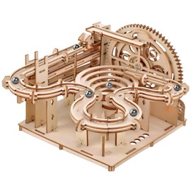HOTUT Marble Run Trackball Model Construction Kit, 139 Pieces 3D Puzzle Wooden Set, Double Track Mechanical Marble Run Wooden Puzzle for Children 8 Years and Older and Adults