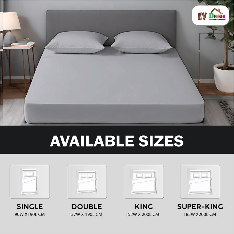 EV Dekor®MF123 Fitted Sheet Single, Grey - Deep Pocket Bedsheet