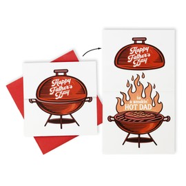 Bee! Funny Fathers Day Card from wife, girlfriend | Interactive Smoking Hot Dad BBQ Grill Fathers Day Card for Husband, New Dad, Boyfriend, Partner - Surprise Message Inside (Smoking Hot