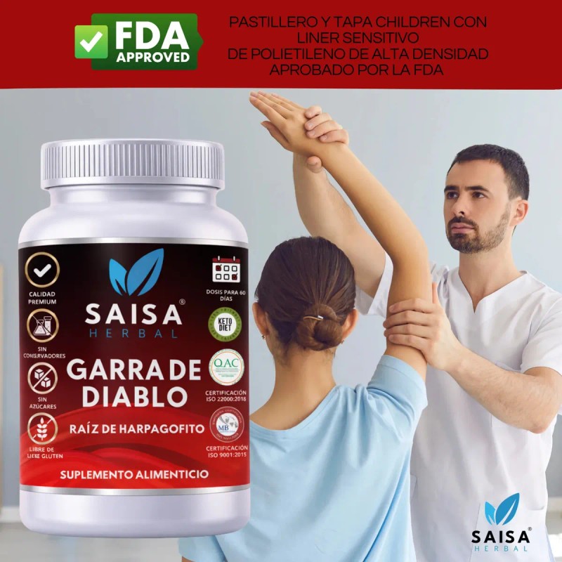 Garra Diablo 120 Cáps Saisa Herbal Suplemento Alimenticio Dolor Articular