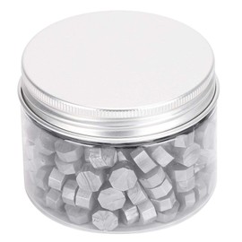 200 Piezas de Cera de Sellado con Forma de Octágono, Cuentas de Cera Coloridas, Traje Nacarado, Embalaje de Botellas para Sobres, Documentos, Invitación de Boda(Plata)