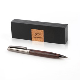 Facile Scriptum High-quality premium rotating ballpoint pen made of metal and wood with beautiful gift box, model Lignum dark, dark brown and anthracite