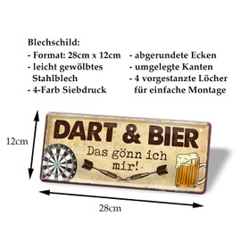 helges-shop Dart Sign - Tin Sign - Darts Decoration Metal Sign for Dart Players - Beautiful Decoration for Dartboard - Dart Accessories Fan Item - Funny Dart Saying - Gifts for Dart Fan - 28 x 12 cm