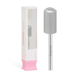 3/32" Large Barrel Smooth Round Top Tungsten Carbide Nail Drill Bit Safety Bit for Gel & Acrylic Removal, 2-Way Rotating Efile Tip, Salon Electric File Accessory (F Grit, Silver)