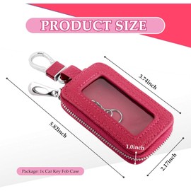 Elegante funda para llavero de coche con techo solar y llavero, funda de cuero para llave de coche para protección, fundas universales para llaves accesorios de coche (rojo rosa)