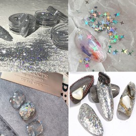 Coollooda Jewelry Parts, Nail Parts, Glitter Sparkle, 6 Different Designs, Container, DIY Nail Art, Large Sequins, Nail Town, Glitter Gradient Nails, Glitter Powder, Hair Decoration, Face, Body