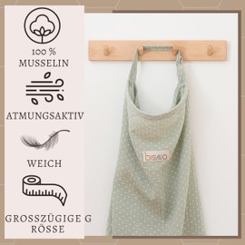 Bisoo Nursing Cloth for On the Go - Nursing Adjustable Scarf 100% Muslin, Breathable, Multifunctional with Storage Bag - Mint