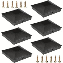 4x4 (3.5inx3.5in) Fence Post Caps, 6 Pack Deck Post Caps Black Pyramid Post Caps with Screws Keep Post from Rotting for Fence Deck Mailbox Patio Corridors