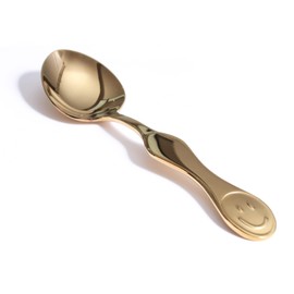 Premium Smiley Face Stainless Steel Dinner Spoon - Perfect for Soup, Coffee and Tea Delights (1 golden smiling spoon)