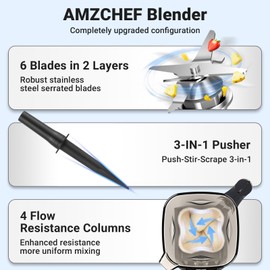 AMZCHEF Professional Blenders for Kitchen, 1800 W Smoothie Blender with Infinitely Variable Speed and 5 Functions, 68 oz Blender for Smoothies, Puree, Ice Crush, Ice Cream, Soup, Juice, Grey